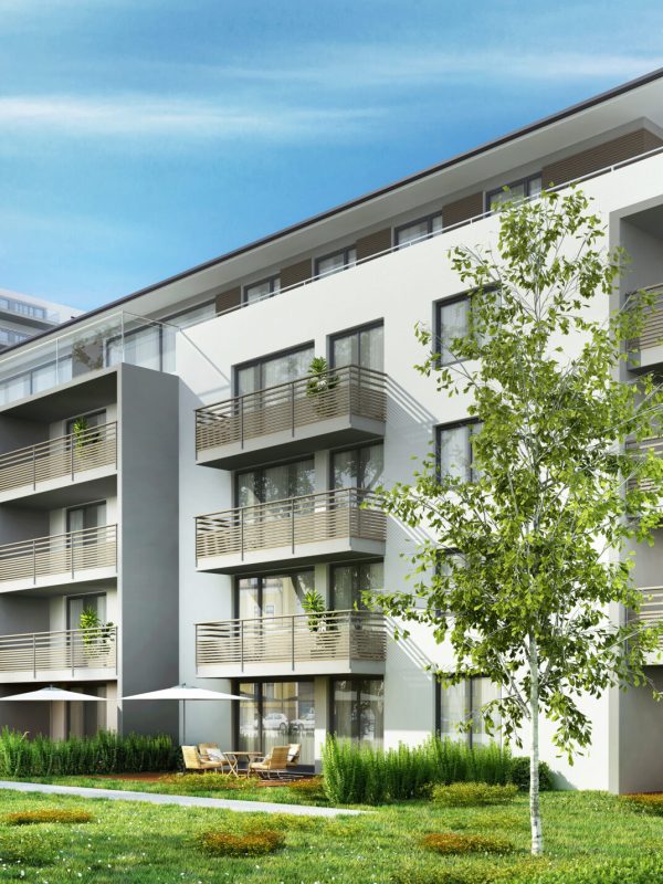 Modern,Residential,Buildings,In,The,City.,3d,Rendering